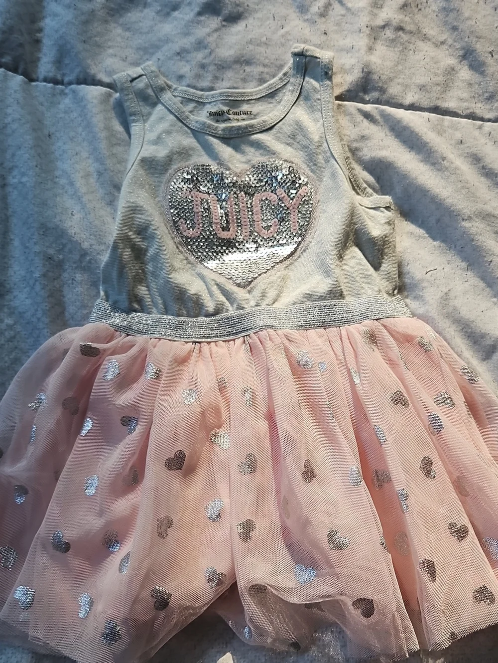 Juicy Couture Gray Tank Top with Pink Tulle Heart Skirt